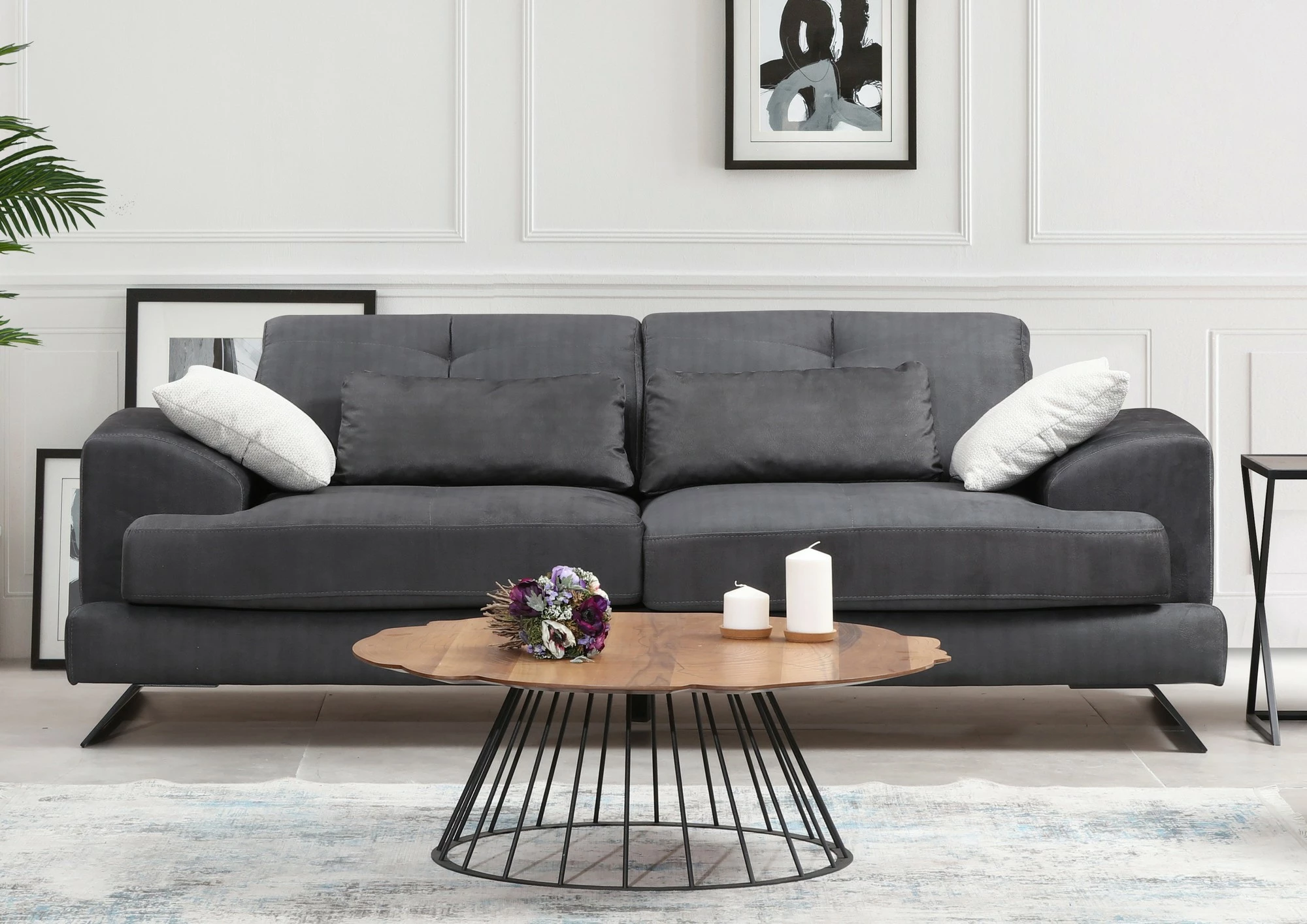 Divan treshe Frido, ngjyrë antracit, Atelier del Sofa
