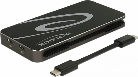 Docking stacion DeLOCK USB-C 3.2, DP/HDMI 4K + VGA, USB Hub, PD 3.0, e zezë