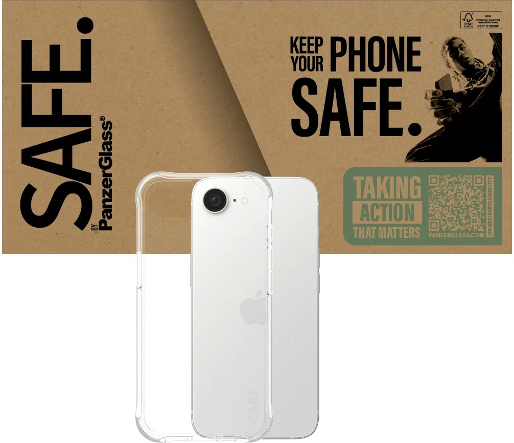 Mbështjellës PanzerGlass për iPhone 16e, transparent
