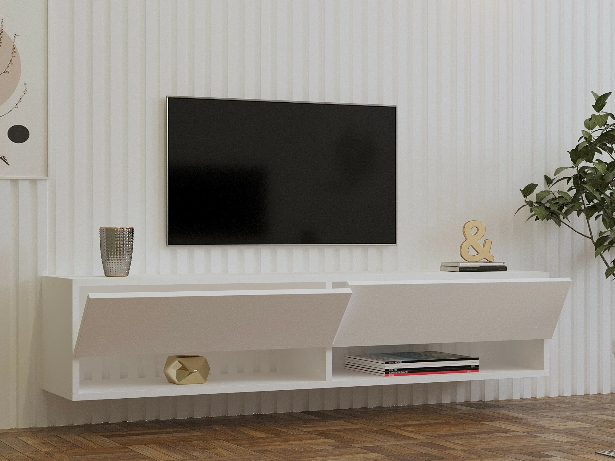 Komodë TV Hanah Home, Arges, e bardhë