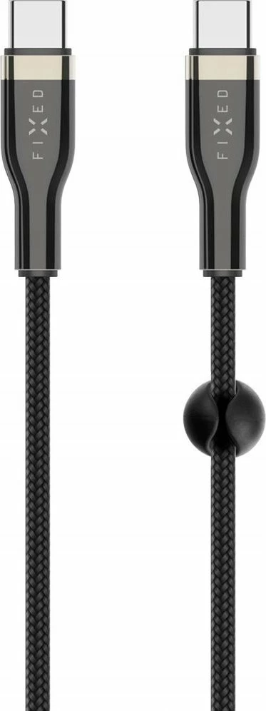 Kabllo USB-C Fixed FIXDB-CC12-BK 1.2m 100W e thurur, e zezë, me organizues ngjitës dhe shirit Velcro