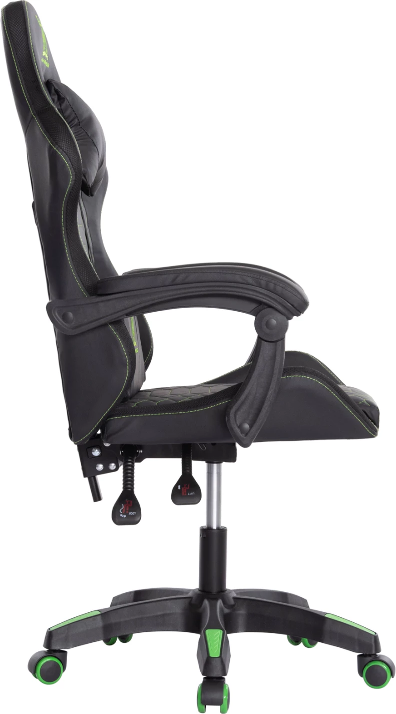 Karrige gaming LOOT FH1204, e zezë-gjelbër, PVC & najlon, 51x49x125H cm