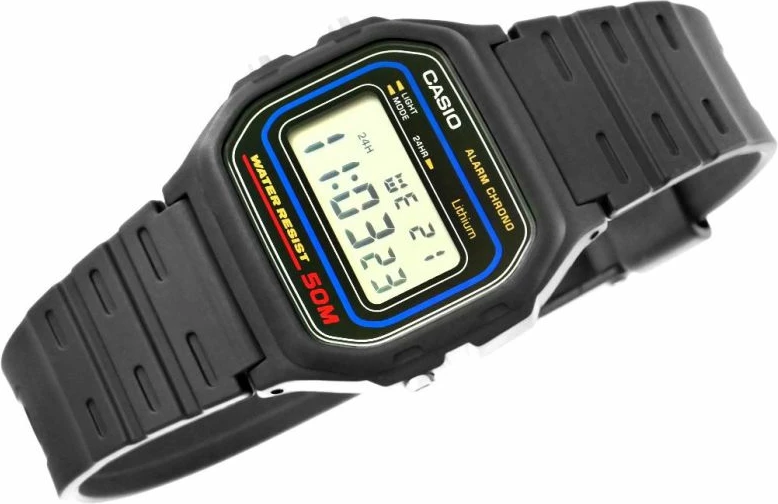 Orë dore për meshkuj Casio, e zezë