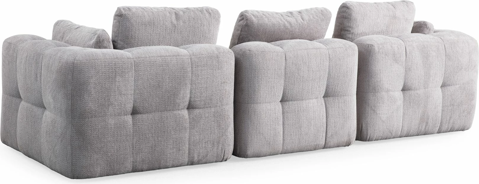 Këndare Amaris, 3 vende me pouffe, ngjyrë gri e çelët
