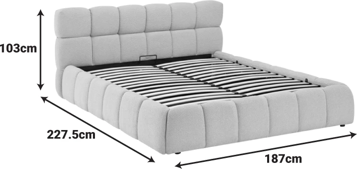 Krevat Jeby me hapësirë për depo, stof gri, 160x200cm