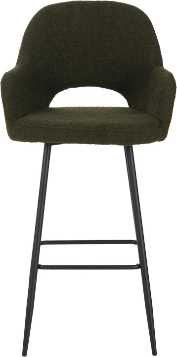 Karrige për bar Renish, ngjyrë jeshile e errët, me këmbë metali të zeza, 51x57x114cm