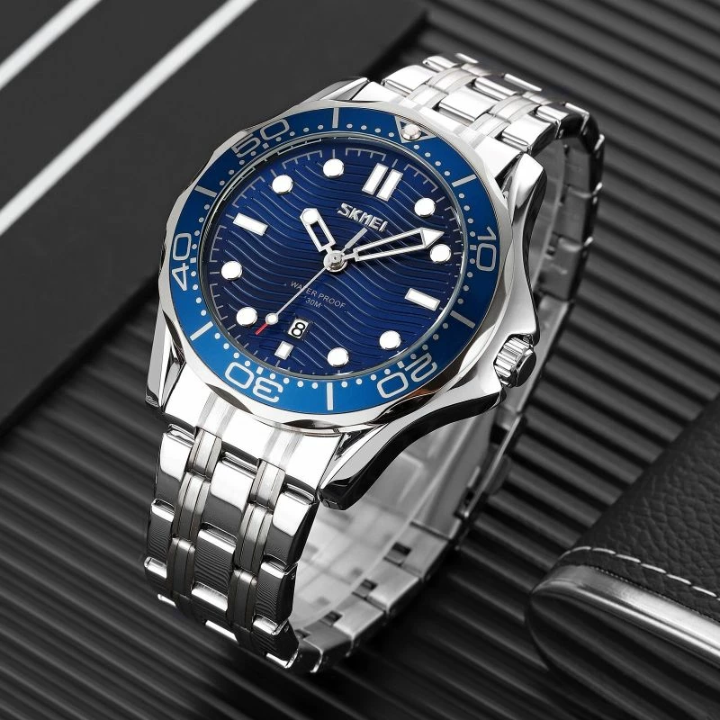 Orë dore për meshkuj Skmei, argjendtë/navy blue