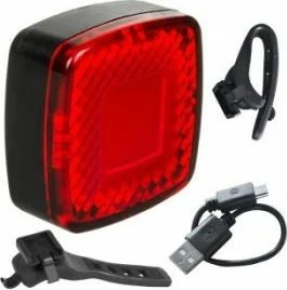 Dritë e pasme biçiklete Maclean Energy MCE355 COB LED 125 lm, USB, bateri 450 mAh, e zezë, set me kabllo micro USB dhe rrip montimi