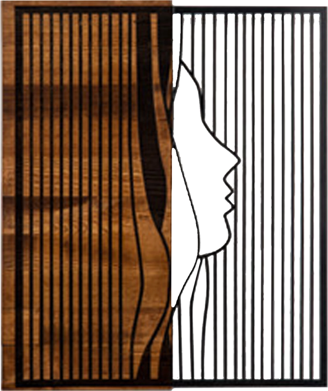 Dekor muri profil gruaje, metal i zi, dru natyral, FH4801, 48x3x58cm