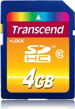 Kartelë SDHC Transcend 4GB Class 10, e zezë