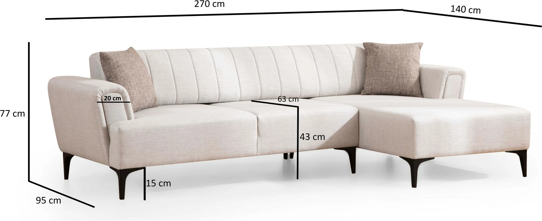 Kënd divan-krevat Hamlet, ngjyrë ecru, këndi djathtë