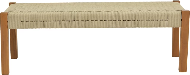 Stol Uma dru teak dhe litar pe, hije natyrale, 120x45x40cm