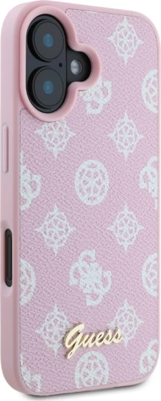 Mbështjellës Guess Peony Script MagSafe për iPhone 16, Rozë