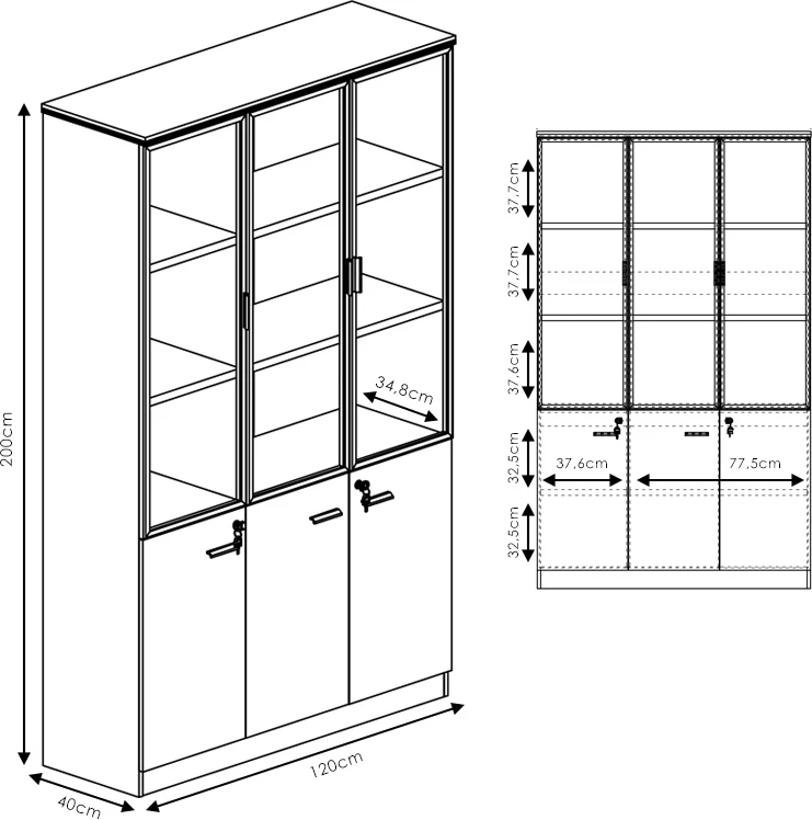 Dollap profesional për zyre Oscar, ngjyrë arrë-antracit, 200x40x200cm