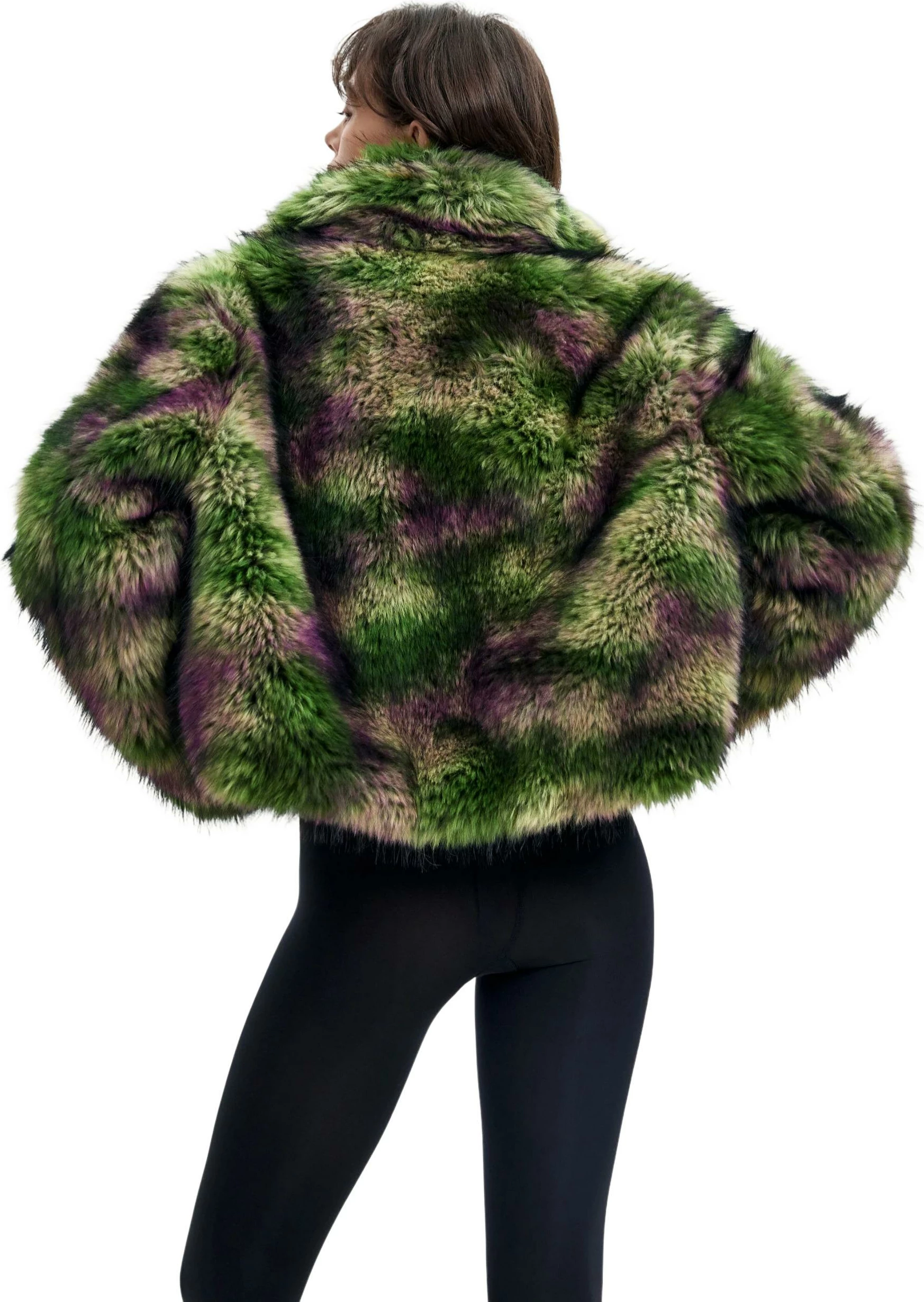 Jakne për femra Desigual FAKE FUR_CAMOMILLE_LA 26WWEW02, e gjelbër [Madhësia: L]