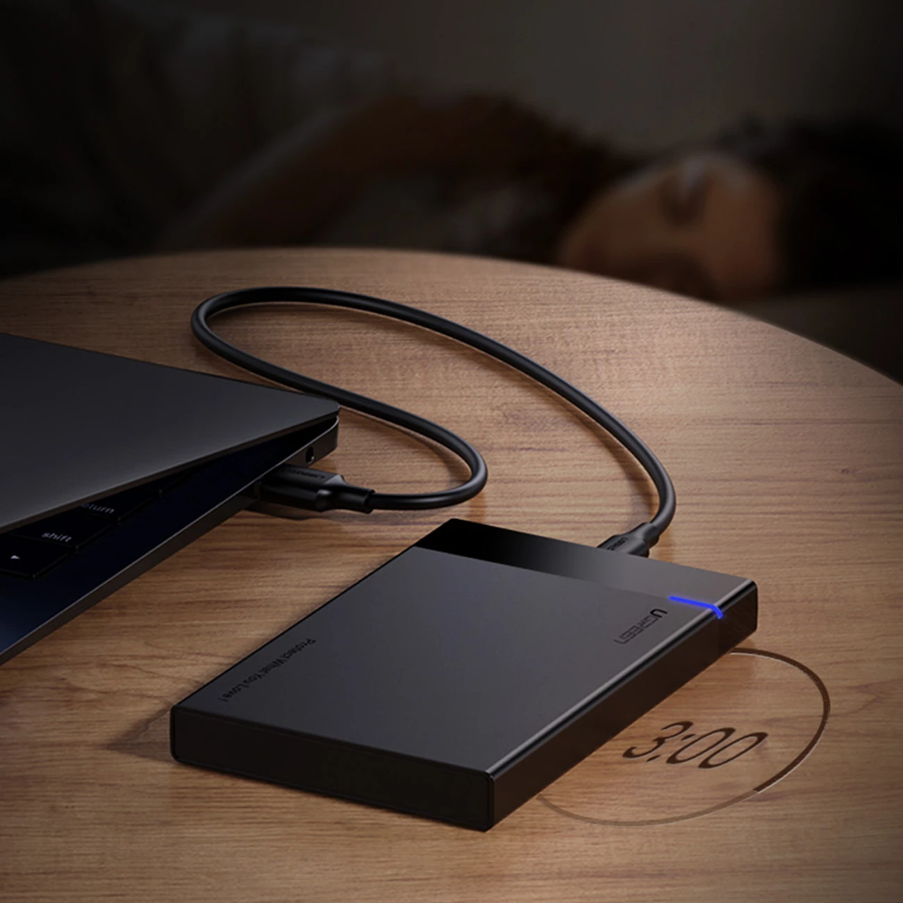 Kasë Ugreen US221 për disk SATA 2.5'' deri 6TB, USB-C 3.0, e zezë