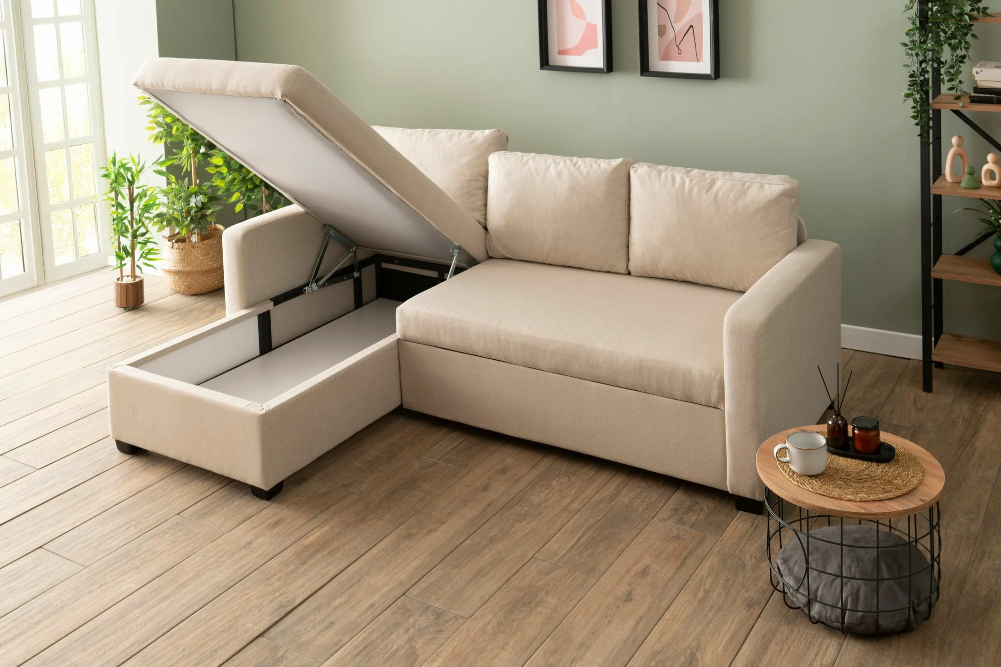 Kënd-sofë krevati Atelier del Sofa, ngjyrë krem, Kado