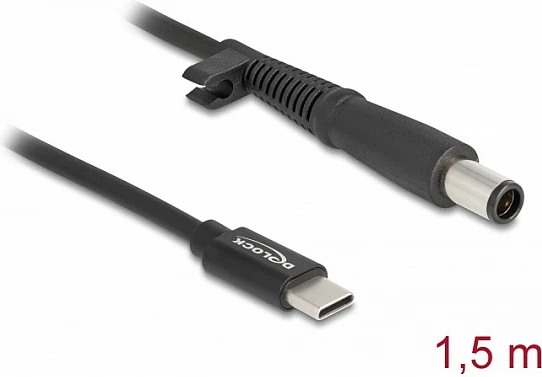 Kabllo karikimi laptop DeLOCK USB-C në HP 7.4 x 5.0 mm, 1.5 m, 20 V, e zezë