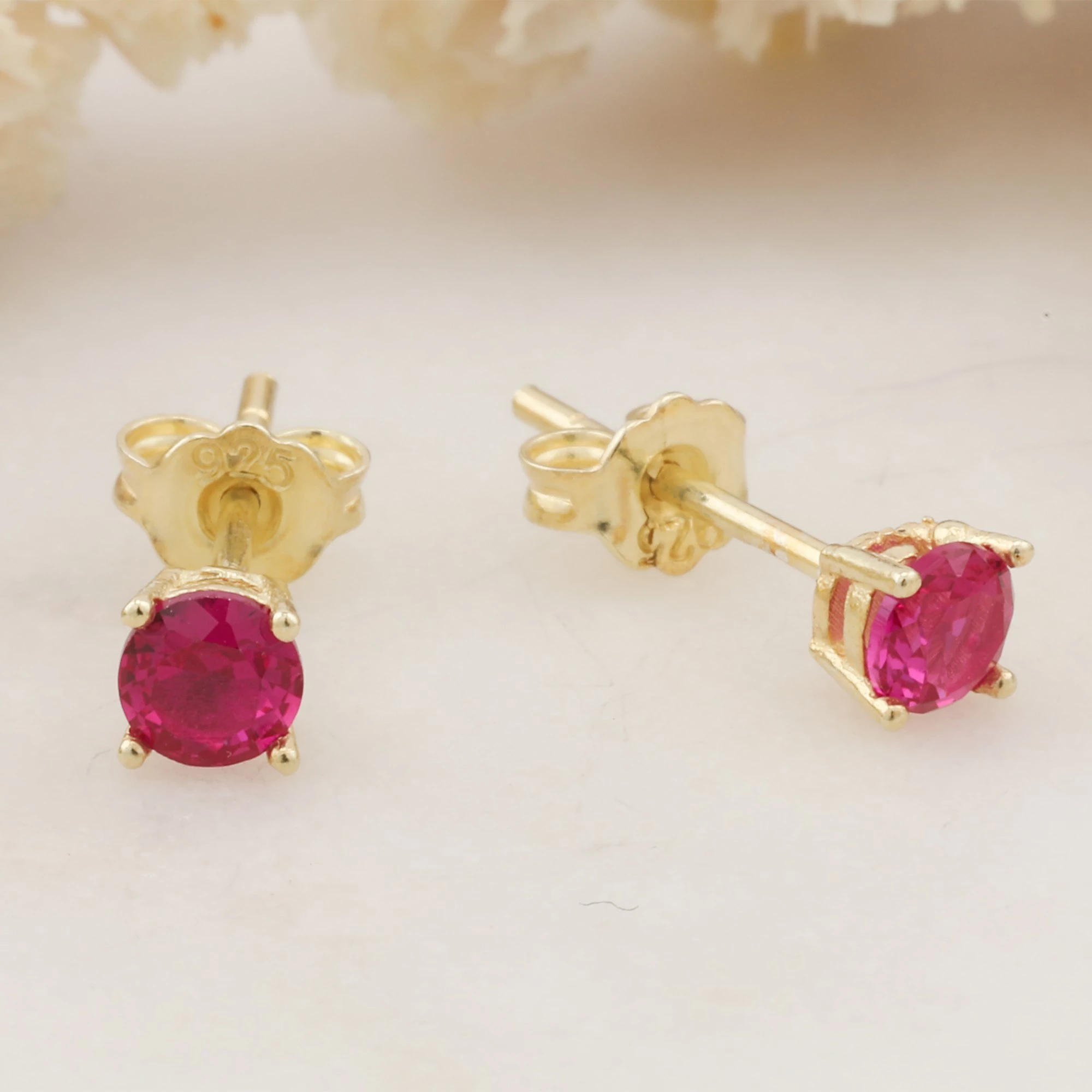 Vathë argjendi Jumeon, ngjyrë ari dhe fuchsia, 4mm, 10875KRM