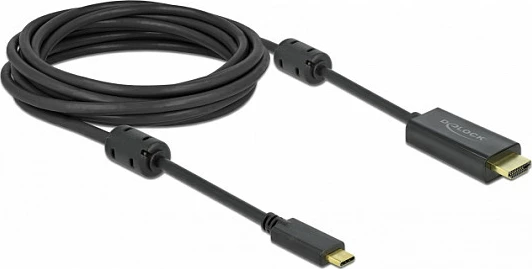 Kabllo DeLOCK USB Type-C në HDMI, aktive, 5 m, 4K 60 Hz, e zezë