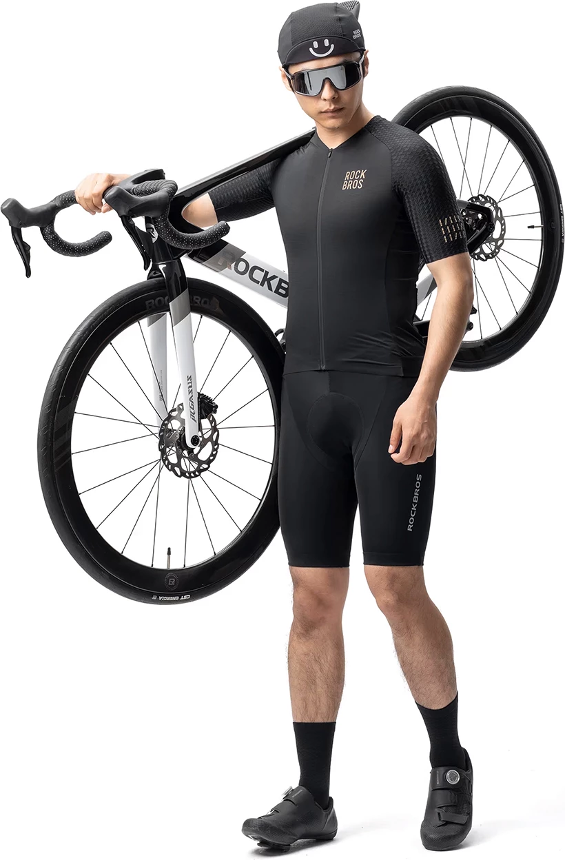 Jersej çiklizmi Rockbros YDDX011 Diamond, mëngë të shkurta, 3D mesh, slim-fit, me zinxhir, madhësi M, e zezë