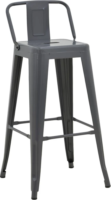 Karrige për bar me shpinore, metalike, ngjyrë antracit, Utopia, 42x42x86cm