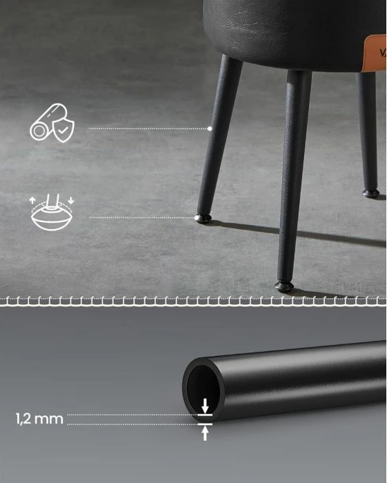 Stol depozitimi VASAGLE EKHO LOM005B01, 9.4 L, Ø38.2 x 44.4 cm, PU leather, 150 kg, Ink Black