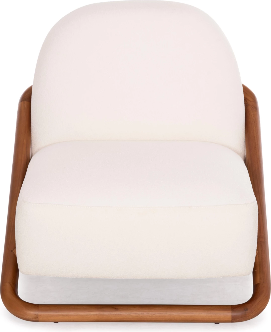 Karrige lounge Ramrod, dru tik natyral, boucle krem e bardhë, 75x87x79cm