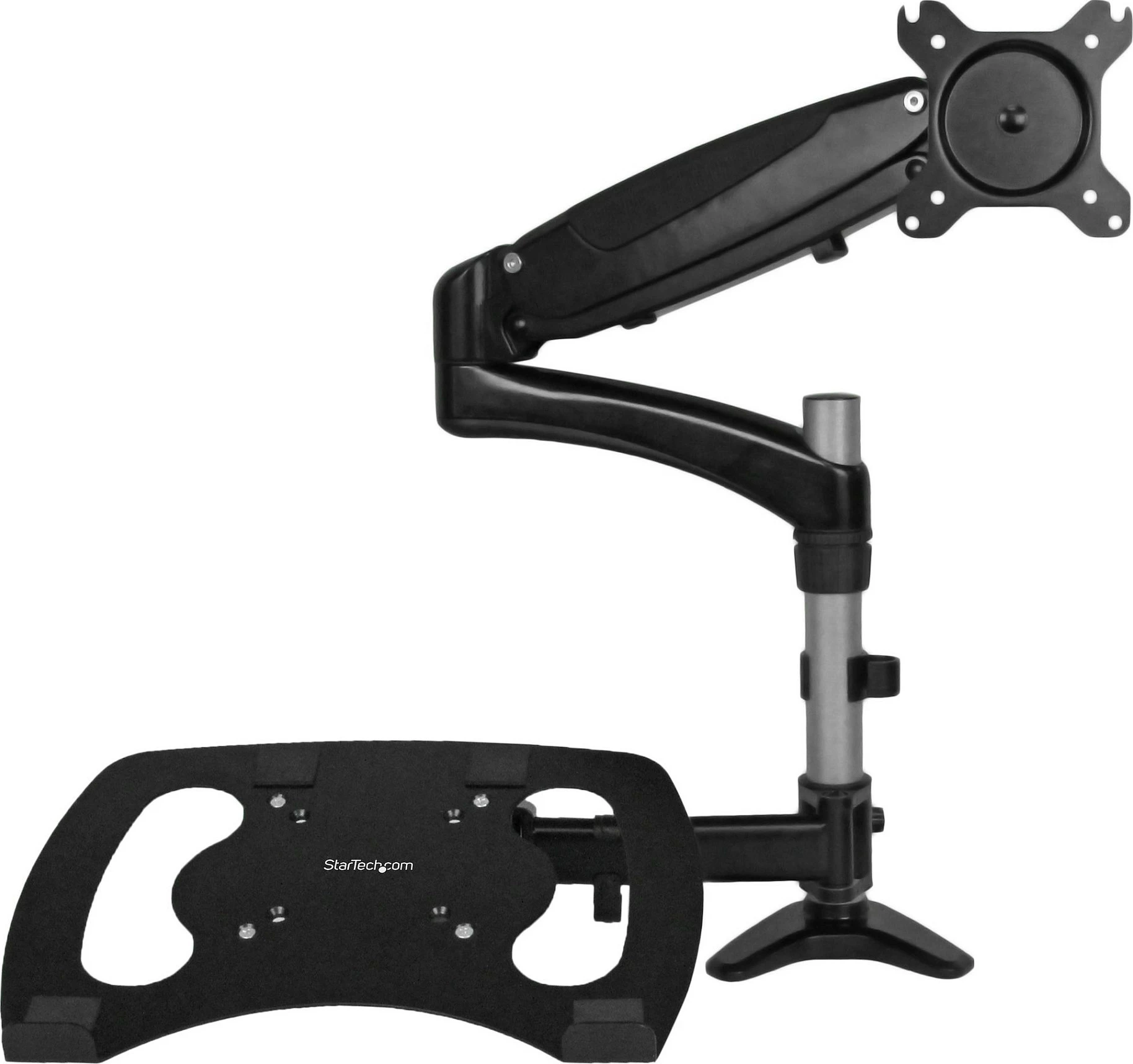 Krah monitori StarTech, clamp për tavolinë, për monitor deri 27" + mbajtës laptopi, 8 kg, alumin/zi