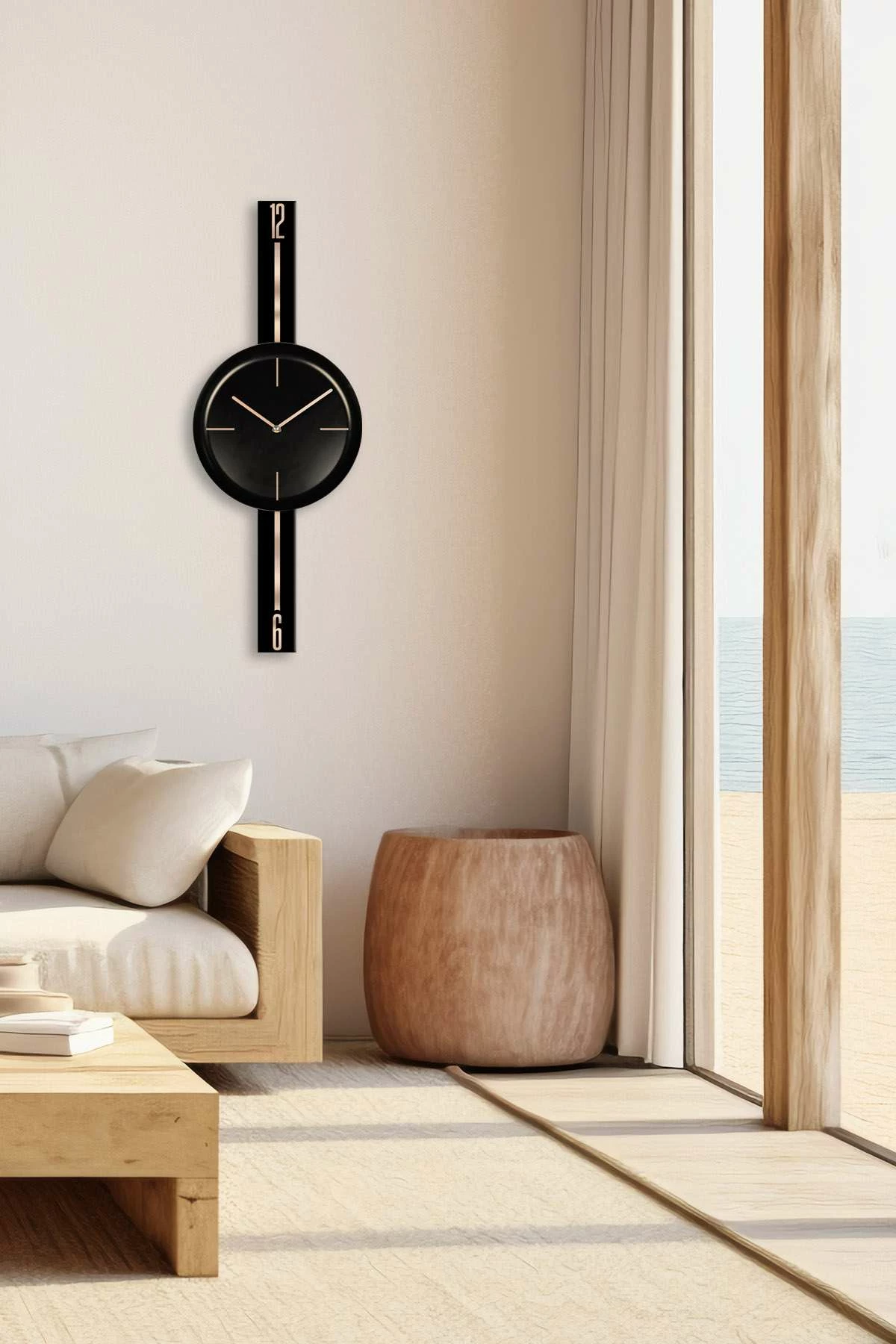Orë muri dekorative Wallity, Vlnt103Syhsy, e zezë