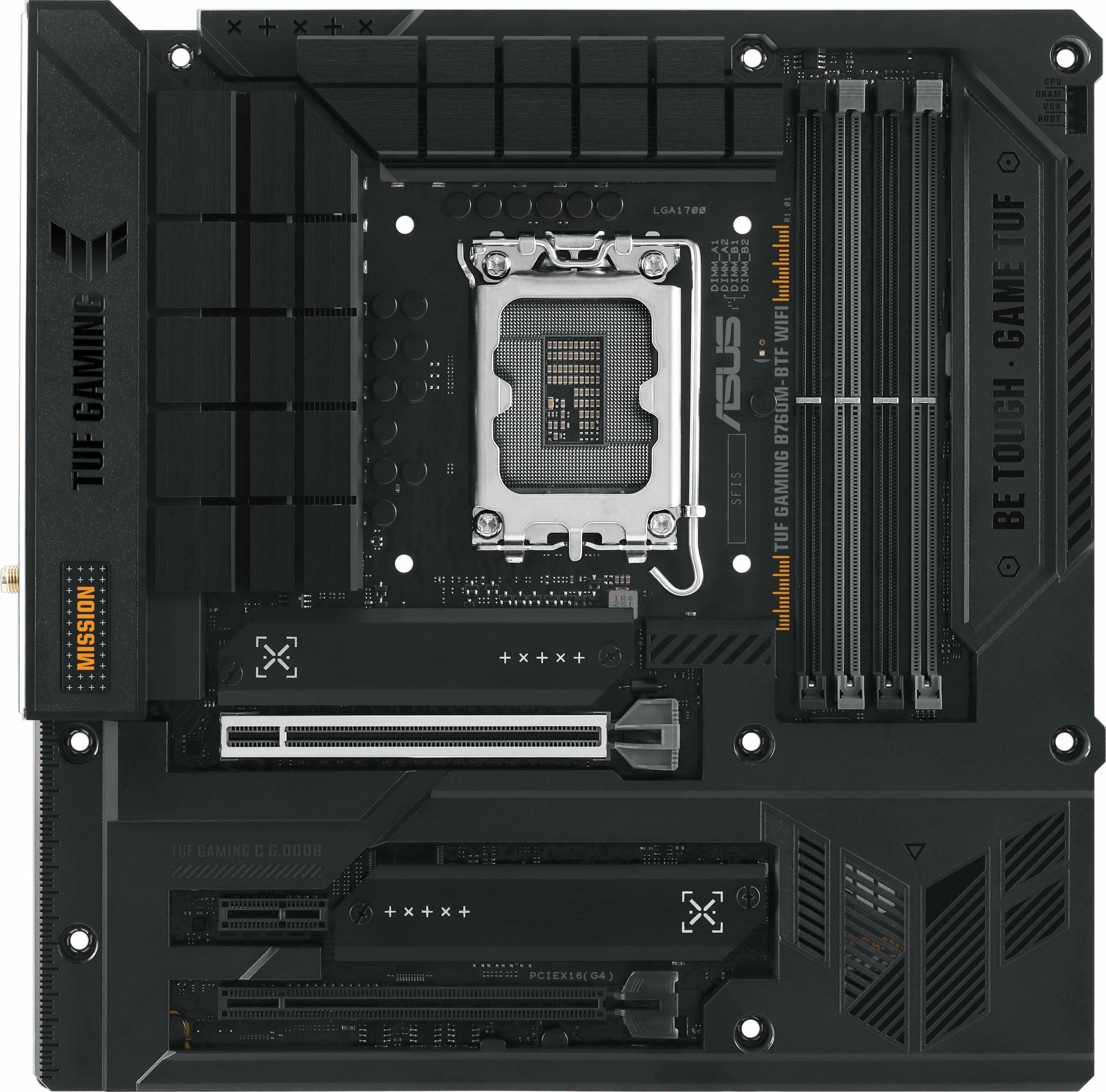 Pllakë amë Asus TUF GAMING B760M-BTF WIFI, Micro-ATX, WiFi 6, DDR5, e zezë