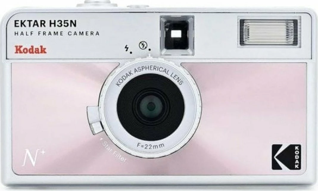 Aparat fotografik filmik Kodak EKTAR H35N half-frame 35mm, me flash, pink