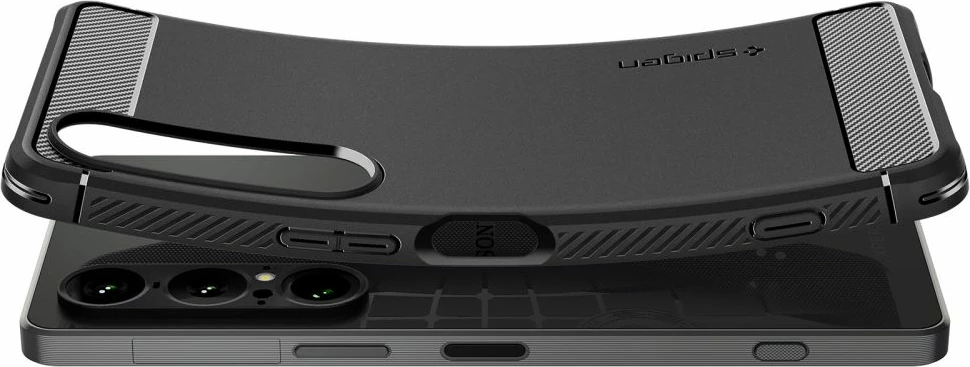 Mbështjellës Spigen Rugged Armor për Sony Xperia 1 VII, TPU i hollë me teksturë karbon, 1 copë, zi mat