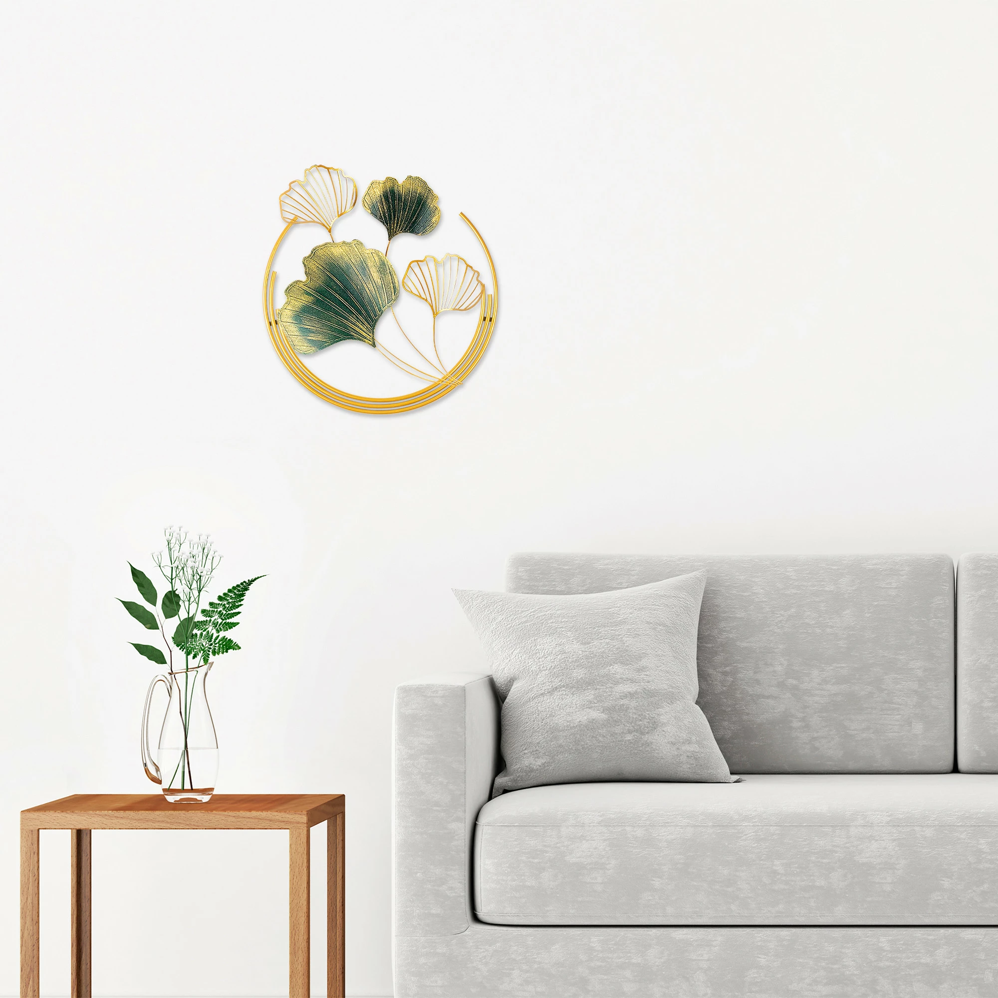 Aksesor dekorativ metalik për mur, Wallity Hancheng, ngjyrë e gjelbër dhe ari, 50x50x7cm