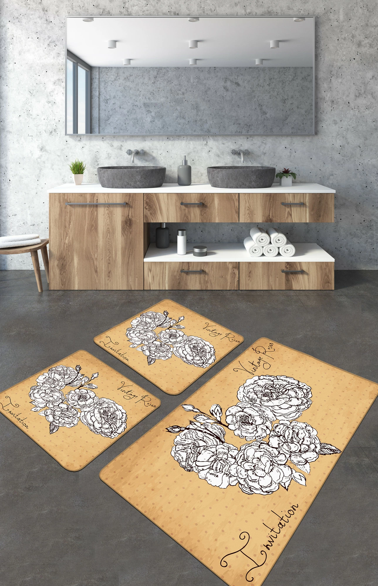 Set tapetash për banjo, 3 copë, Mijölnir, Vintage Roses