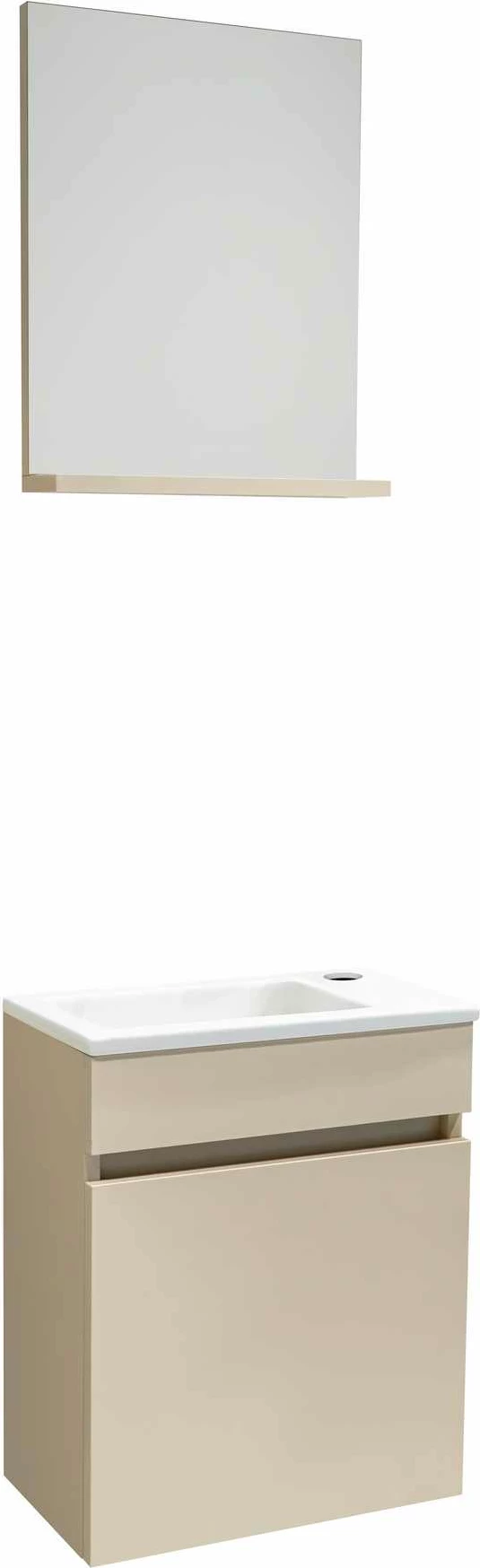 Dollap banjoje, ngjyrë mink, Skye Decor, me lavaman dhe pasqyrë