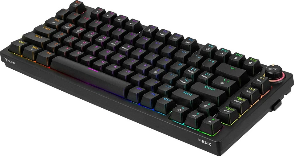 Tastierë mekanike wireless Savio Phenix, Gateron Yellow Pro, 82 taste, RGB, e zezë