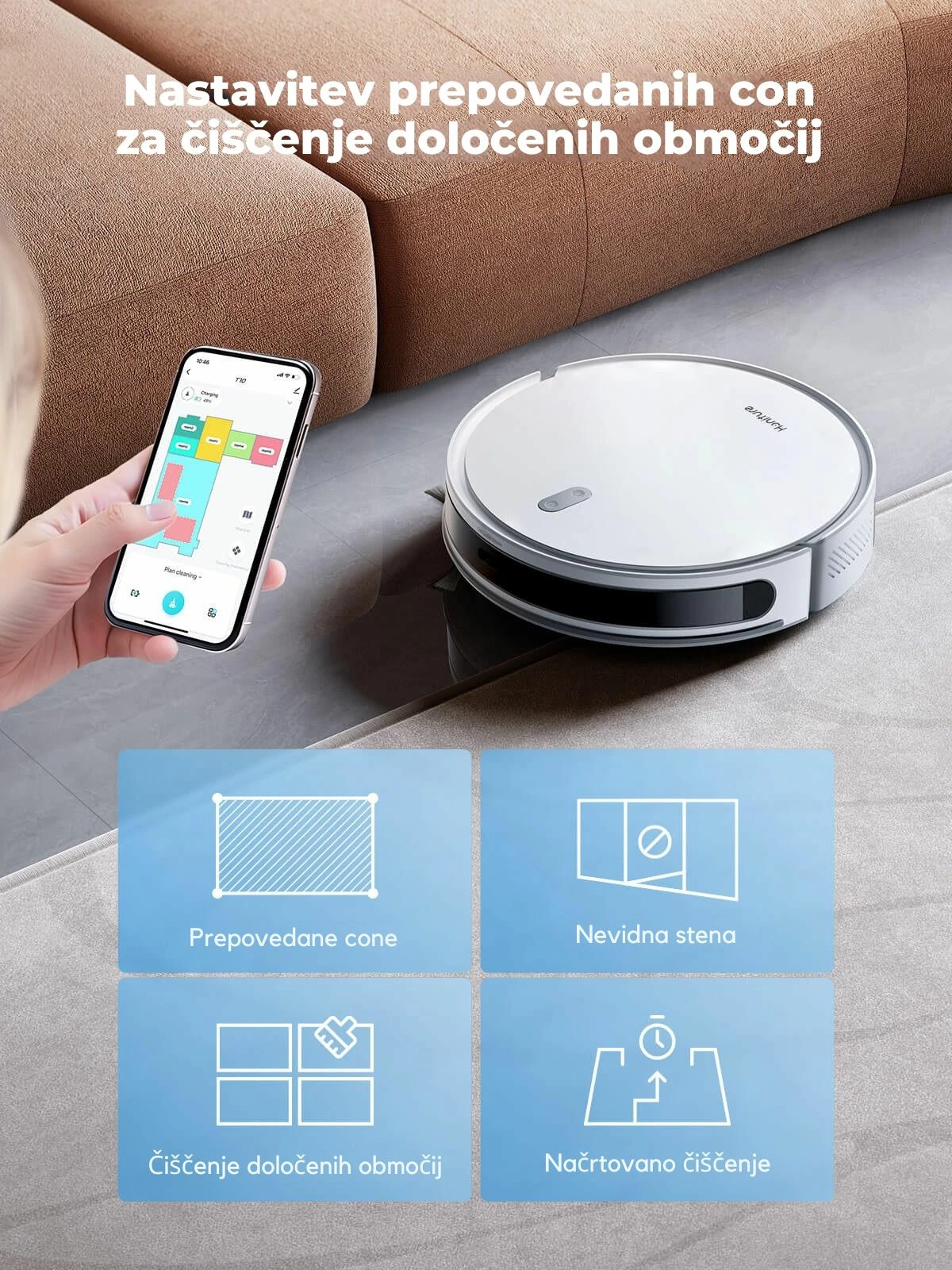 Robot fshesë me korrent Honiture T10 3-në-1 6000Pa LiDAR 2600mAh, e bardhë