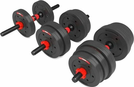 Set hantla HMS SGP20 2 x 10 kg, me lidhës për shtangë, bituminoze, e zezë, set 2 copë
