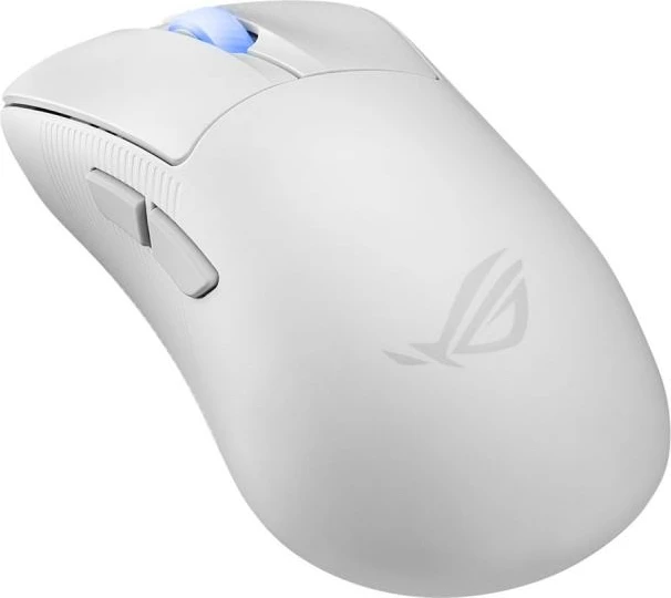 Maus gaming Asus ROG Keris II Ace 90MP03N0-BMUA10, 54 g ultra i lehtë, sensor 42.000 dpi, tri-mode wireless USB 2.4 GHz Bluetooth, polling deri 4K/8K, i bardhë