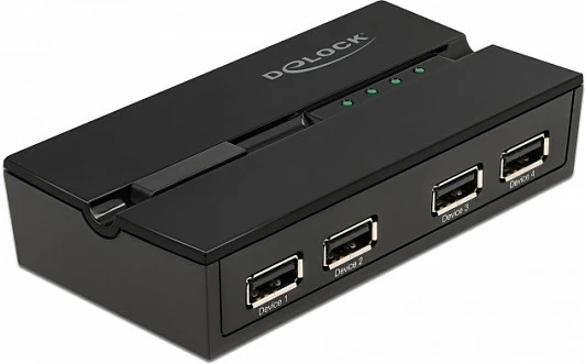 Switch USB DeLOCK 11494, 4x USB 2.0, për 4 kompjuterë, 480 Mbps, i zi