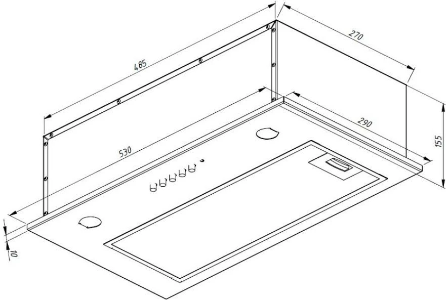 Okap Akpo WK-7 Micra, i integruar, kontroll mekanik, 53 cm, i zi