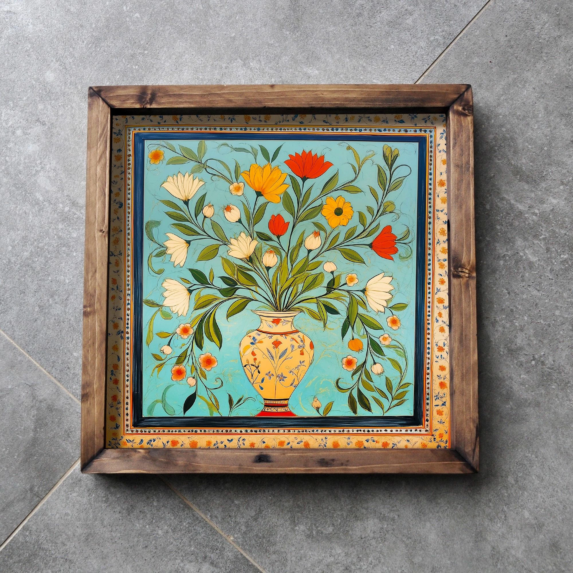 Tabaka druri, dizajn lule, multikolor, REF058, 35x35x4cm