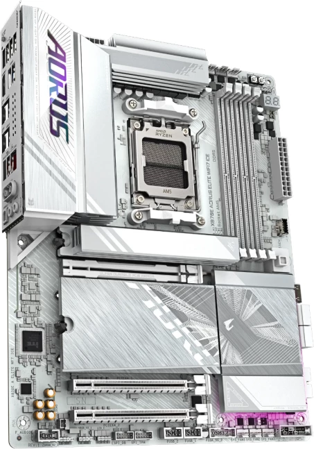Pllakë amë GIGABYTE X870E AORUS ELITE WIFI7 ICE, chipset X870E, AM5, ATX, DDR5 deri 256GB, WiFi 7, 2.5GbE, USB4, e bardhë