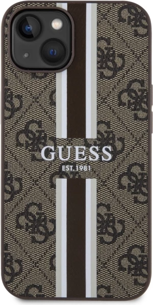 Mbështjellës Guess GUHMP14MP4RPSW për iPhone 14 Plus 6.7", 4G Printed Stripes MagSafe, Kafe