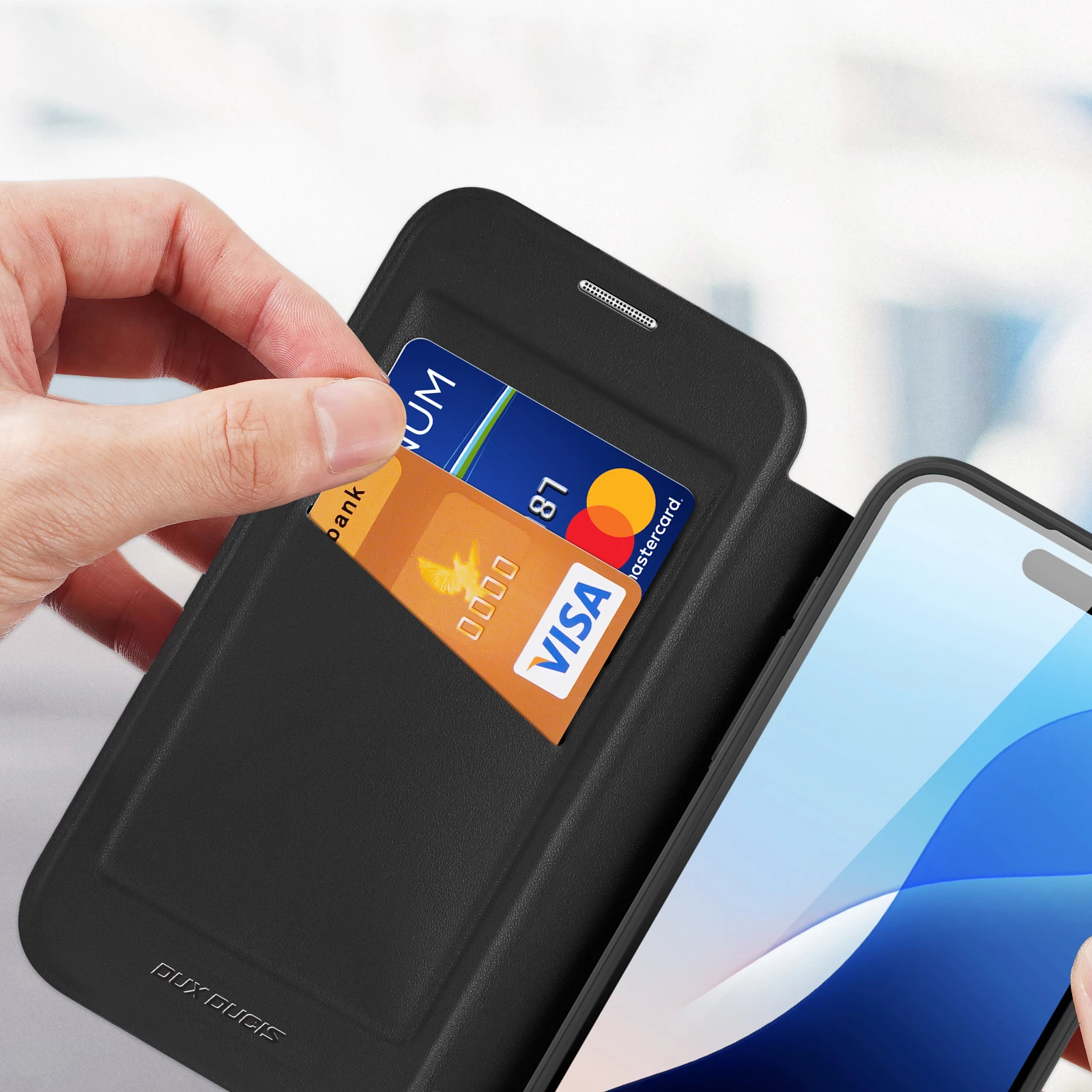 Mbështjellës Dux Ducis Skin X Pro për iPhone 16 Pro, me MagSafe, me kapak, i zi