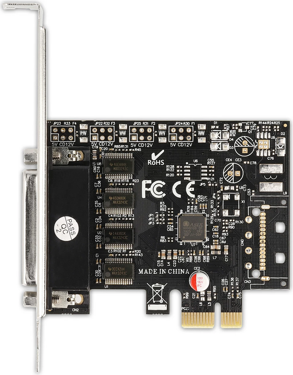 Kartelë PCIe DeLOCK, 4x RS-232 (Serial) DB9, PCIe 2.0, full-height/low-profile, e zezë