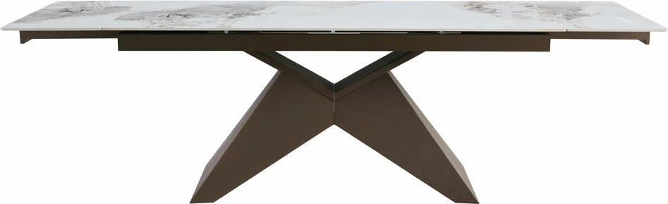 Tavolinë zgjatëse Marron, e bardhë me motiv mermeri, 180x90x75cm