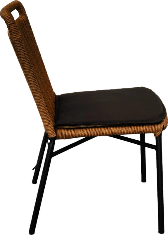 Karrige Hang, ratan sintetik natyral i errët, jastëk i zi, 48x61x83cm