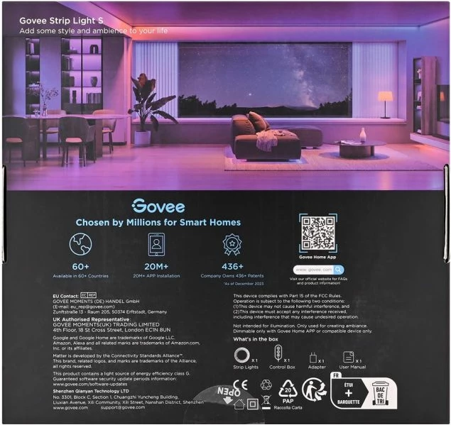 LED dritë shirit Govee H612C 10m, RGBIC, 2 copë